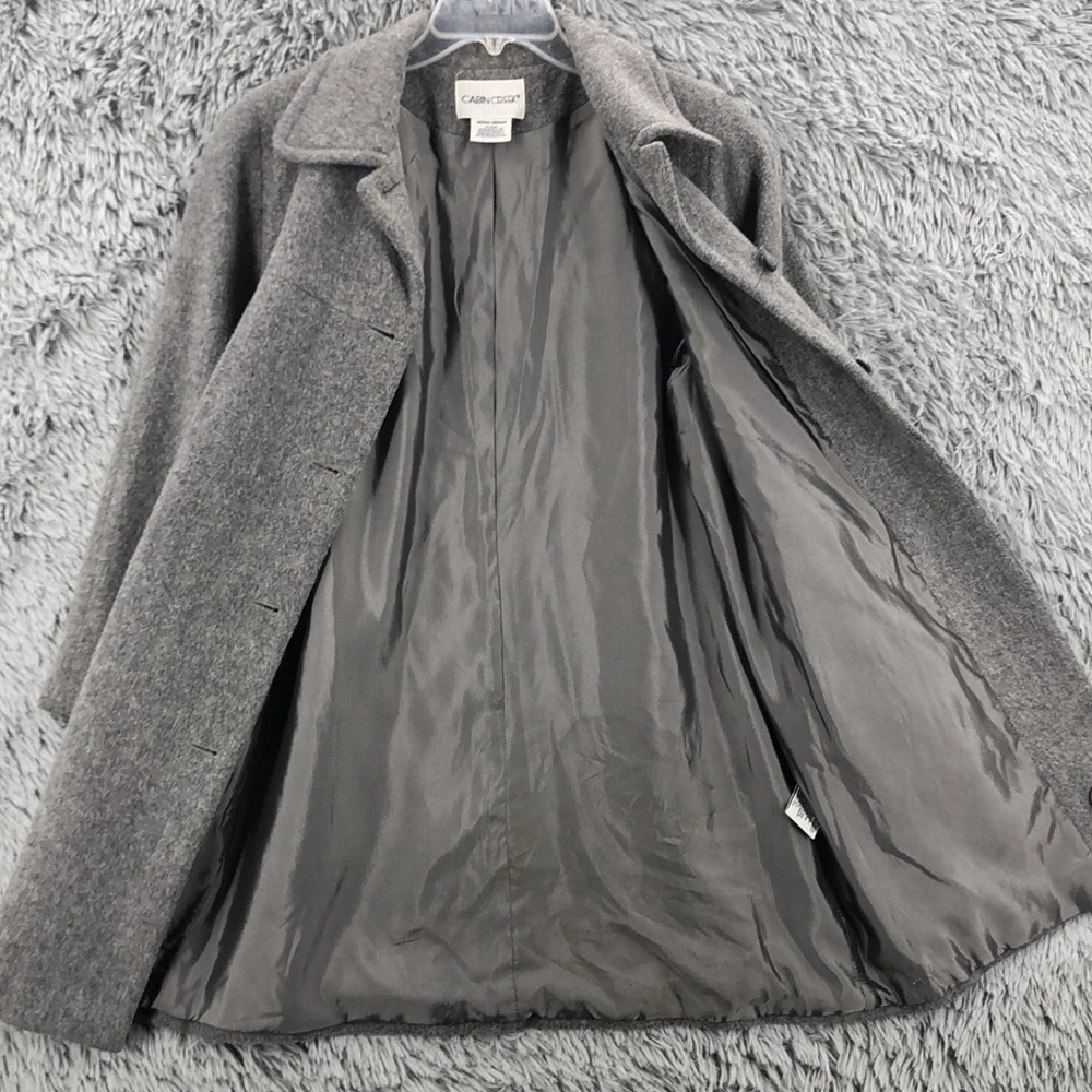 Cabin Creek Coat Womens Medium Wool Blend Gray Pockets Jacket Button Up
